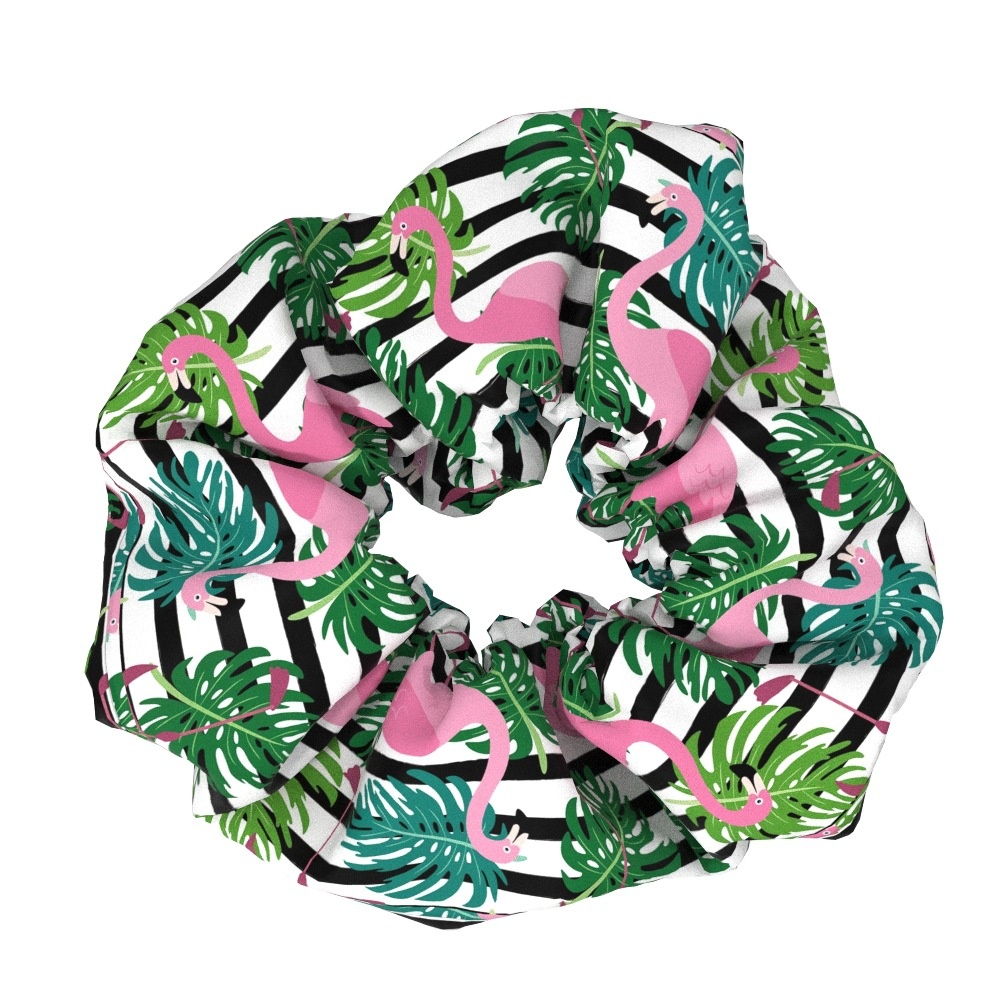 Women's Elegant Flamingo Fabric Hair Bands Sweet Versatile Cloth Scrunchies