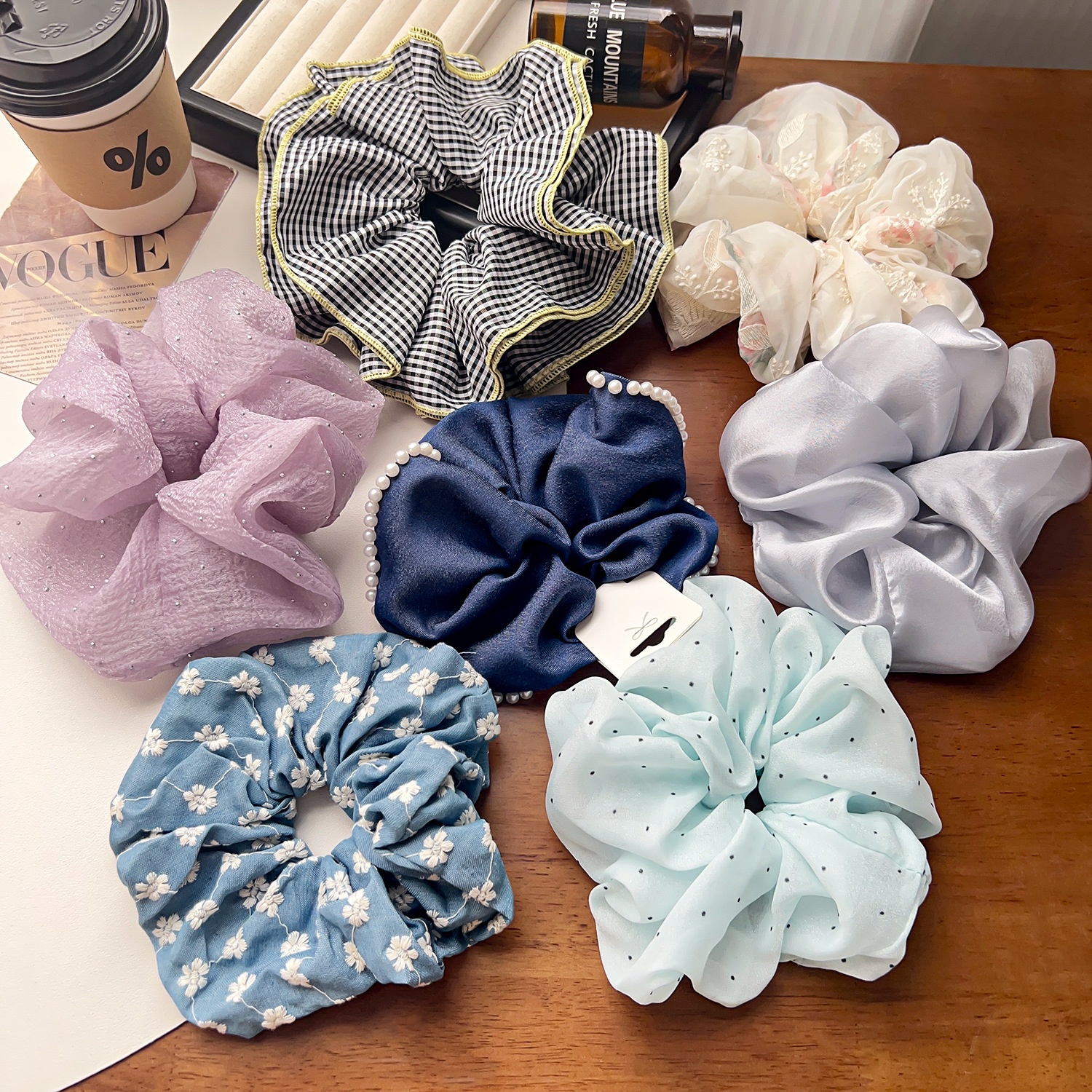 Women's Sweet All Season Cloth Hair Tie Scrunchie Solid Color