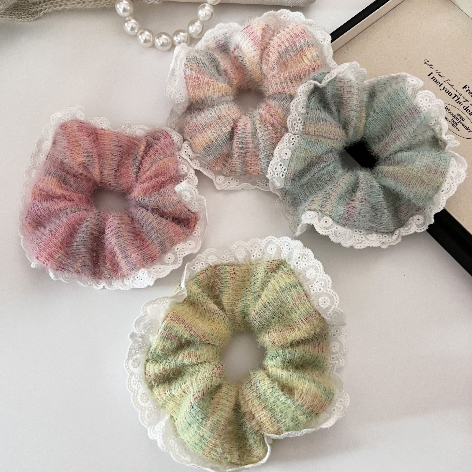 Large Fluffy Lace Edge Hairband Hair Bun Hairband Soft Elastic Hairband Hair Accessory