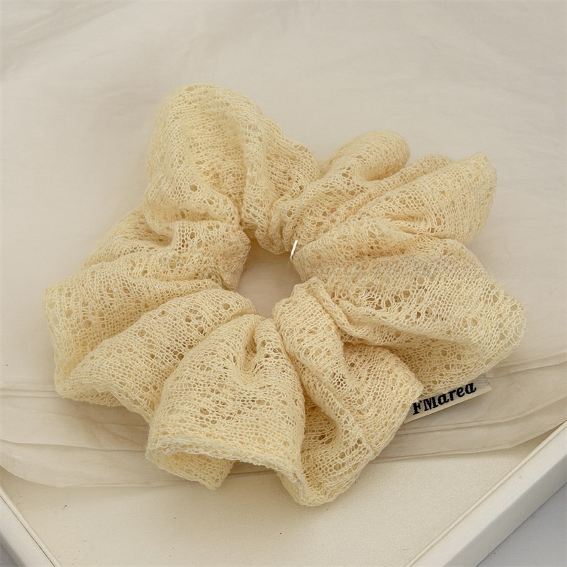 Women's Sweet Knit Mesh Hair Tie Spring Hair Accessory Beige
