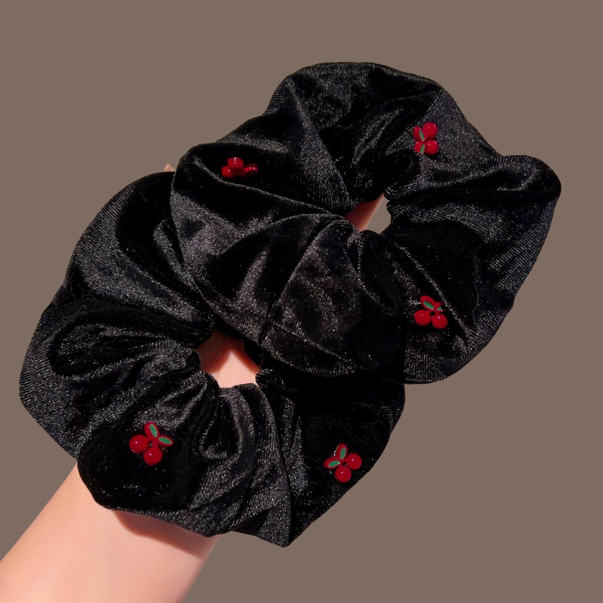Red Cherry Retro Black Velvet Headband Women's Hair Accessories Headwear All Seasons Bow