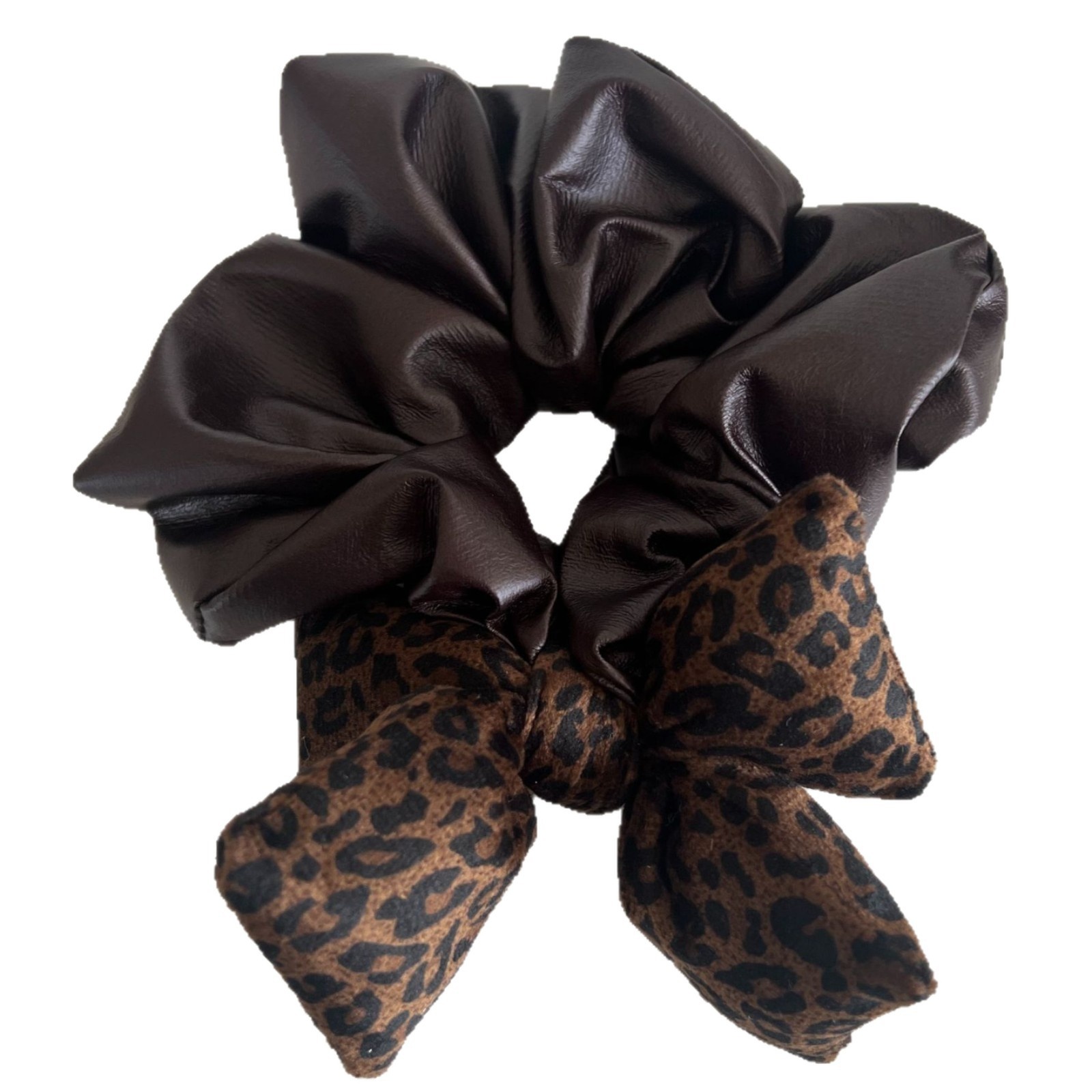 Women's Trendy Leopard Print Splicing Cloth Hair Tie Elastic Scrunchie