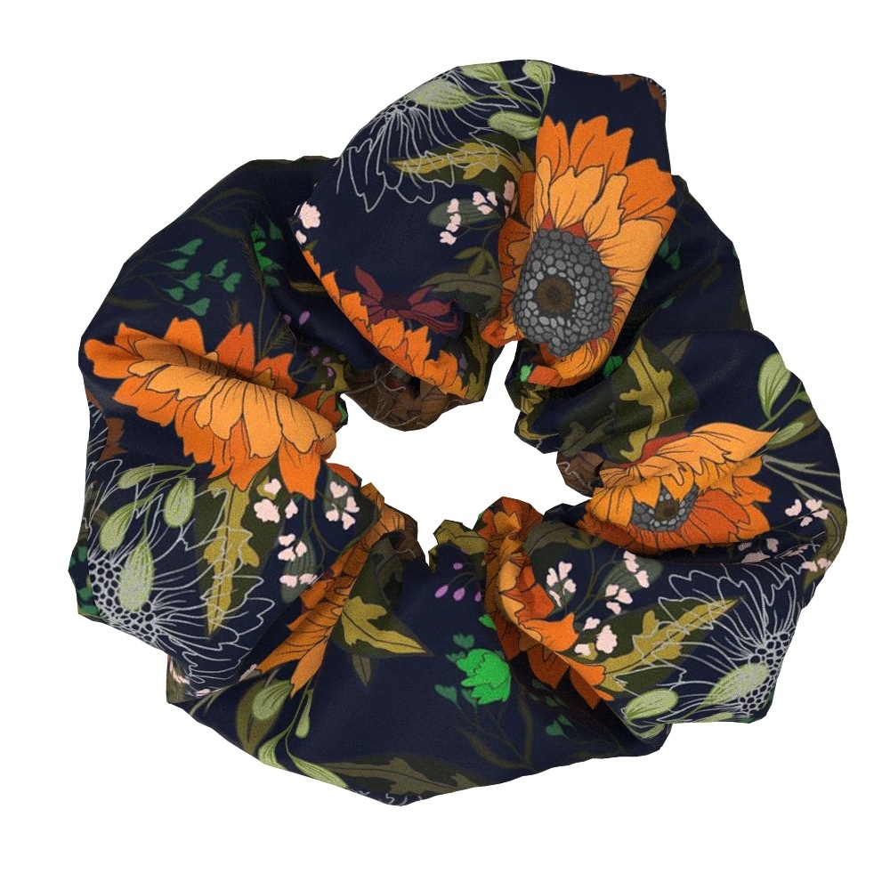 Women's Summer Cotton Elastic Hair Tie Giant Sunflower Pattern
