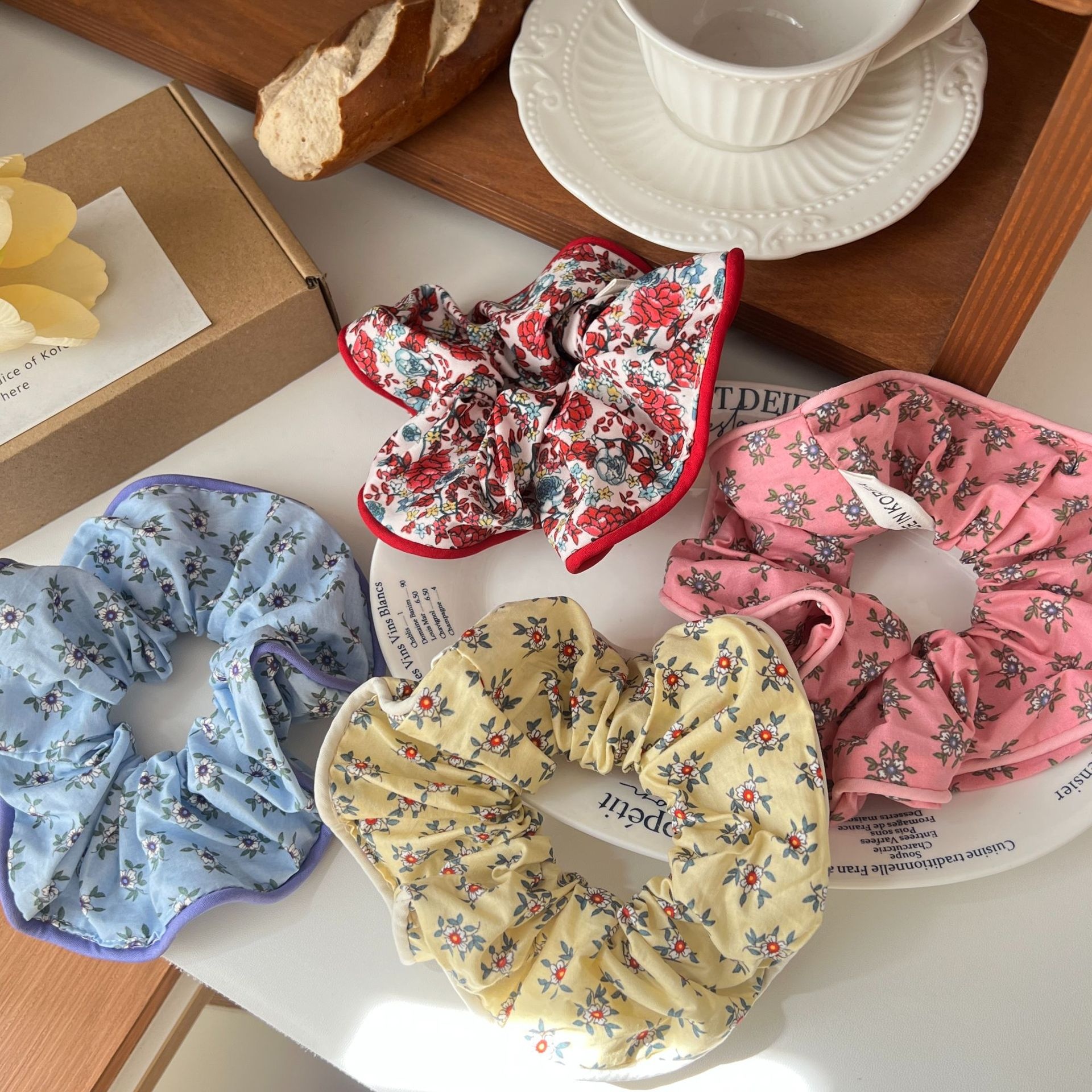 Women's Casual Cloth Bow Hair Tie High Elasticity Band Ditsy Floral Print