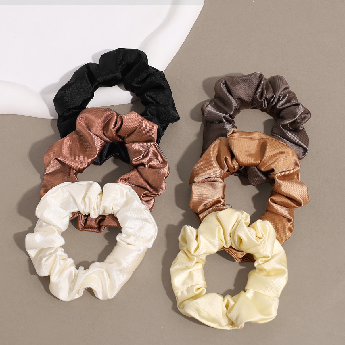 Women's Simple Autumn Polyester Ponytail Hair Tie Solid Brown