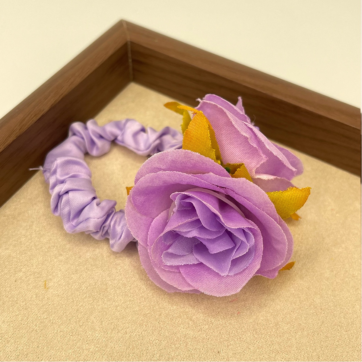 Women's Holiday Hair Tie Accessory Pastoral Plumeria Flower Pattern