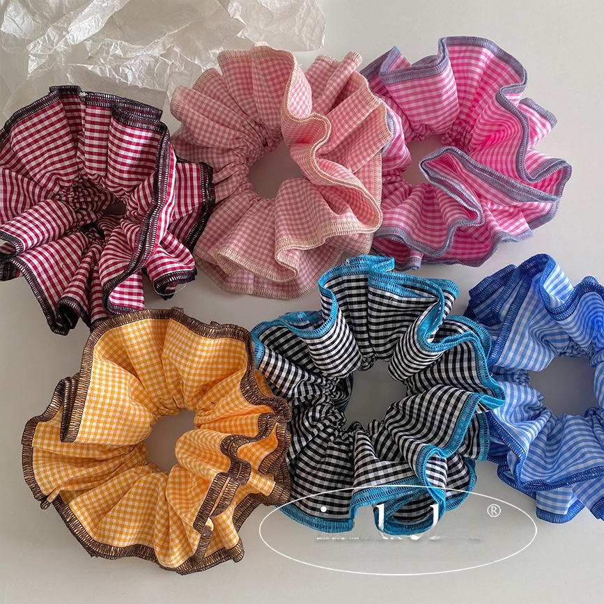 Women's Everyday Summer Cloth Hair Tie Pink Purple Color Block Plaid