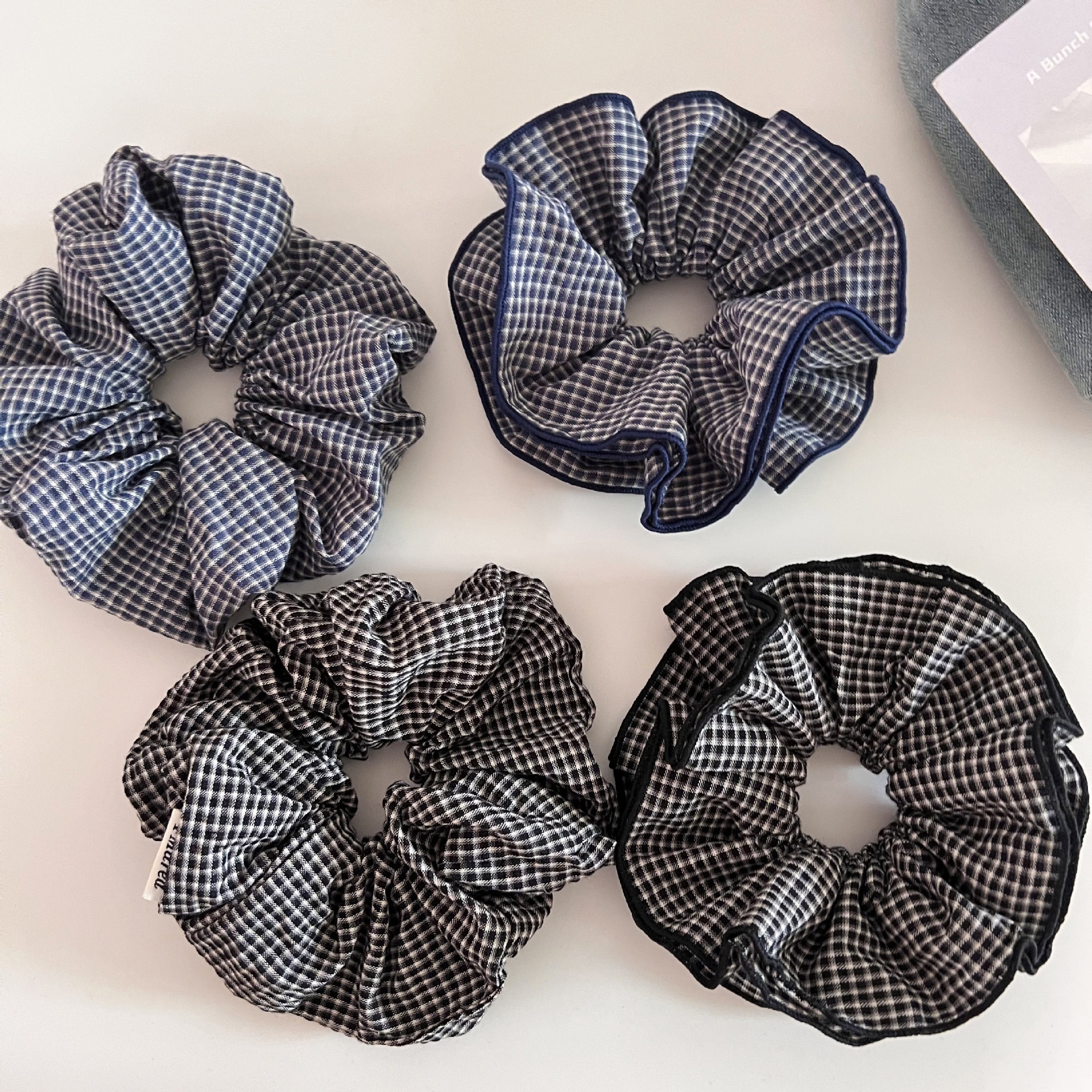 Women's Vintage Plaid Cloth Hair Tie Checkered Scrunchie Fashion Accessory