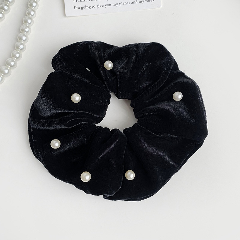 Women's Velvet Pearl Hair Ties Autumn Winter High-End Small Fragrance Style