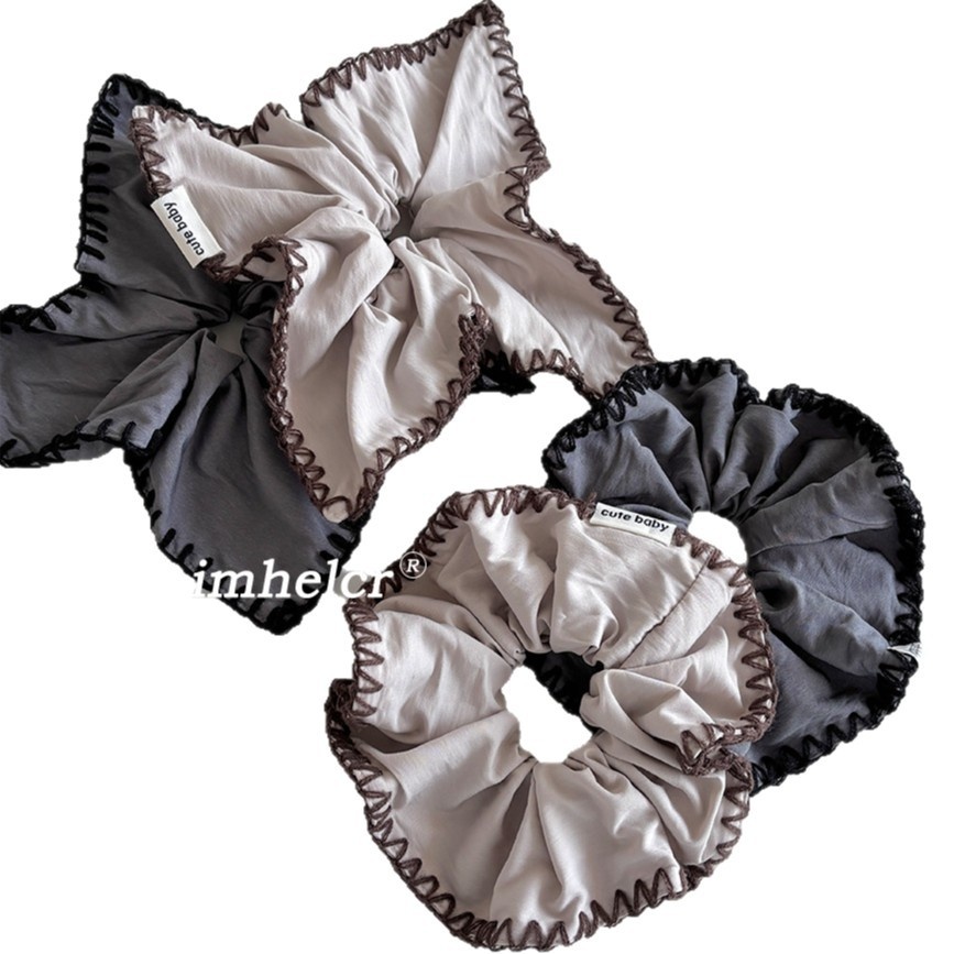 Women's Daily Retro Wool Yarn Floral Cloth Hair Tie Beige & Grey