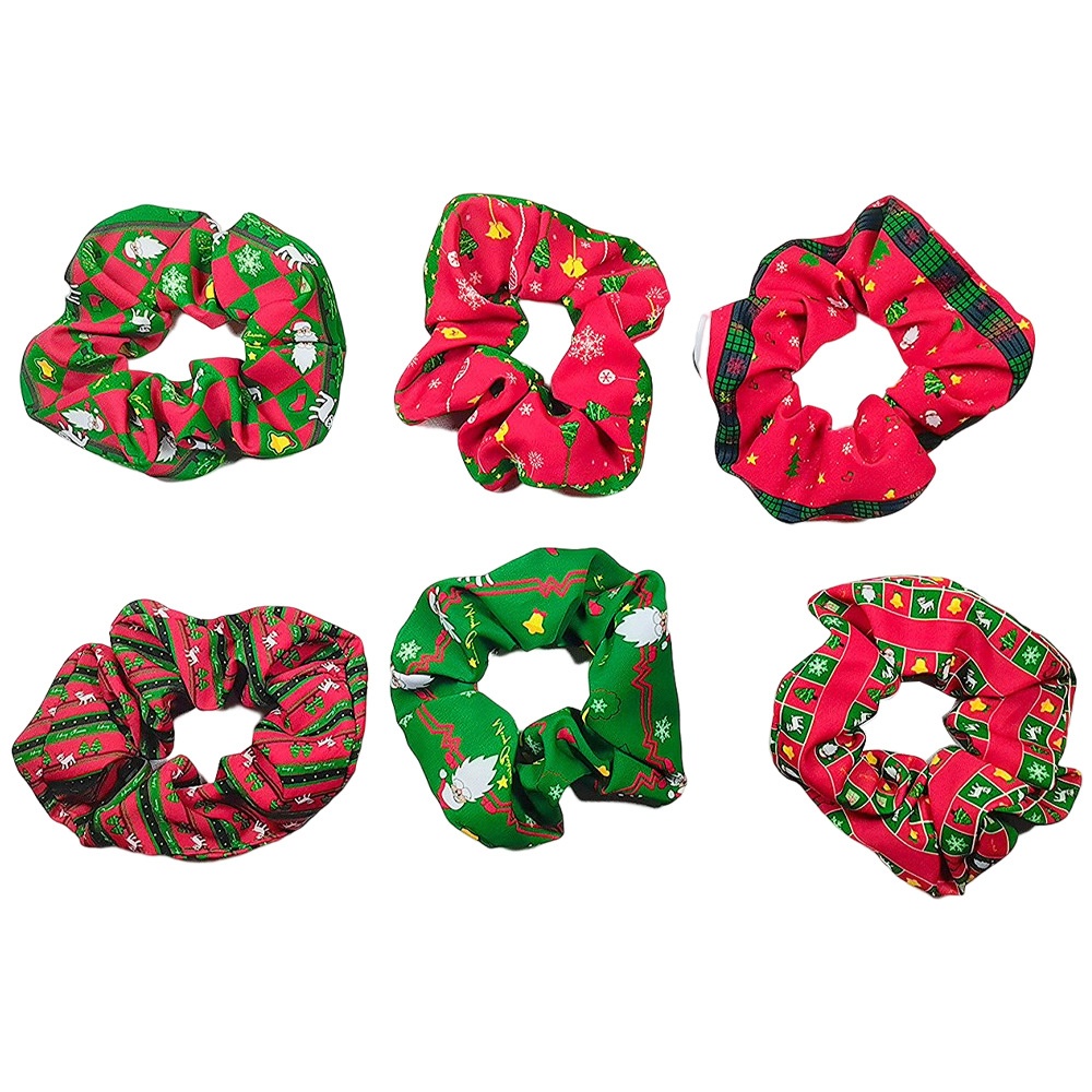 Women's Christmas Cloth Scrunchie Festival Hair Tie Solid Color