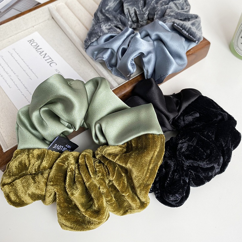 Women's Elegant Velvet Satin Hair Scrunchies Versatile French Print