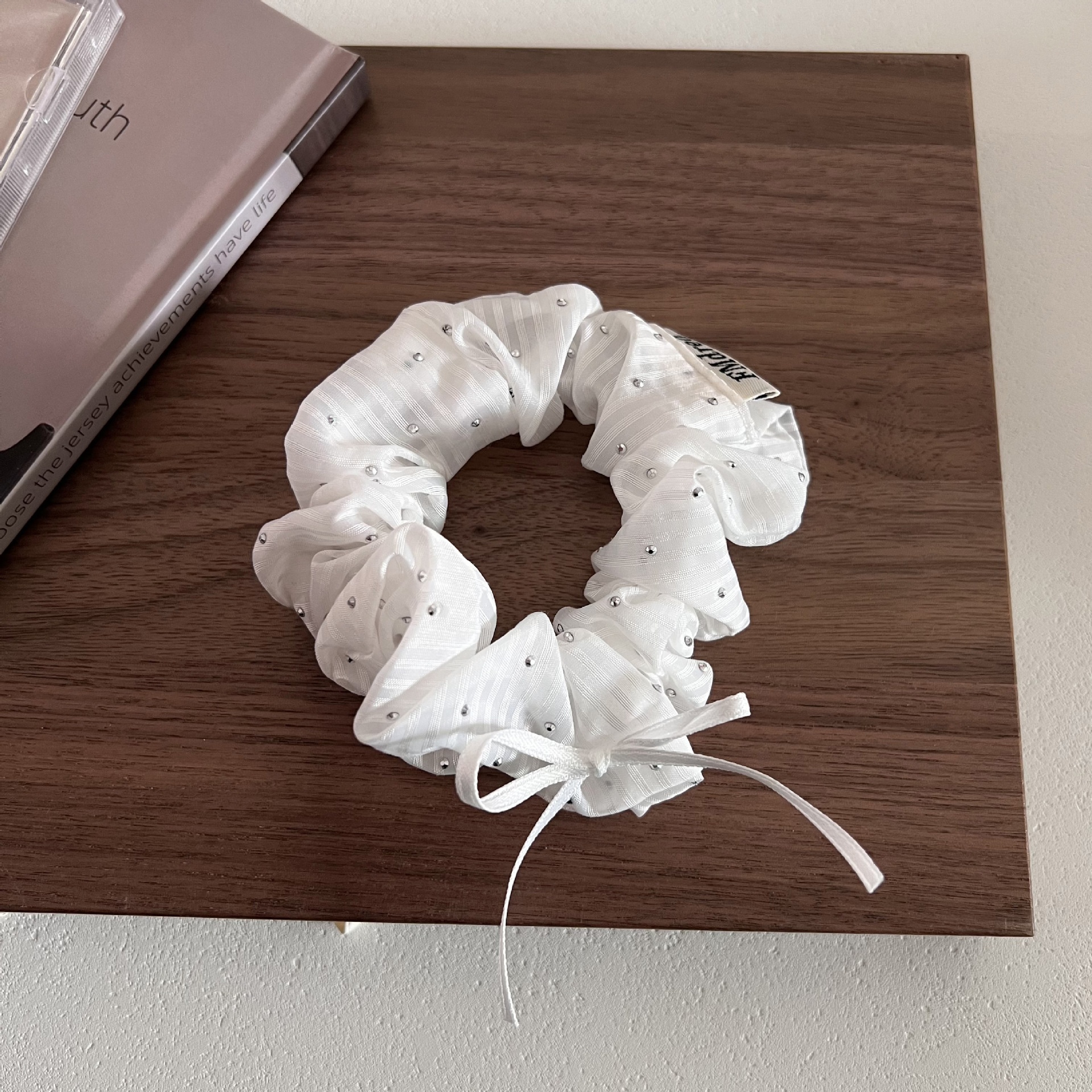 Women's Summer Sparkling Rhinestone Cloth Hair Tie Striped Bowknot