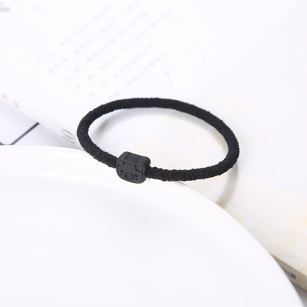 Unisex Couple Cloth Elastic Hair Tie Bracelet All Season Pig Pattern