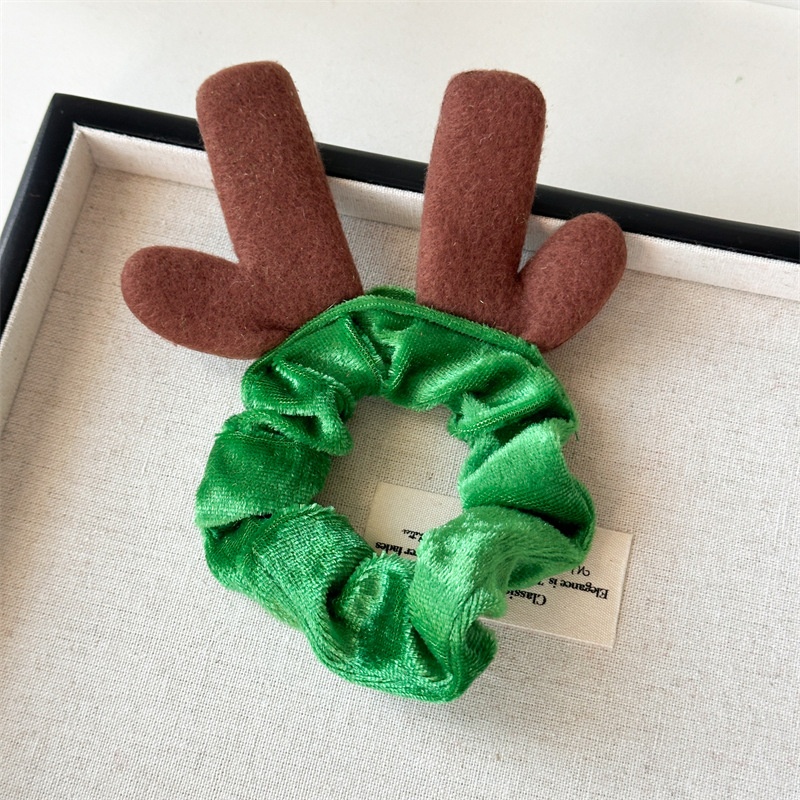 Women's Christmas Velvet Antler Hairband Elastic Bell Flannel Headwear