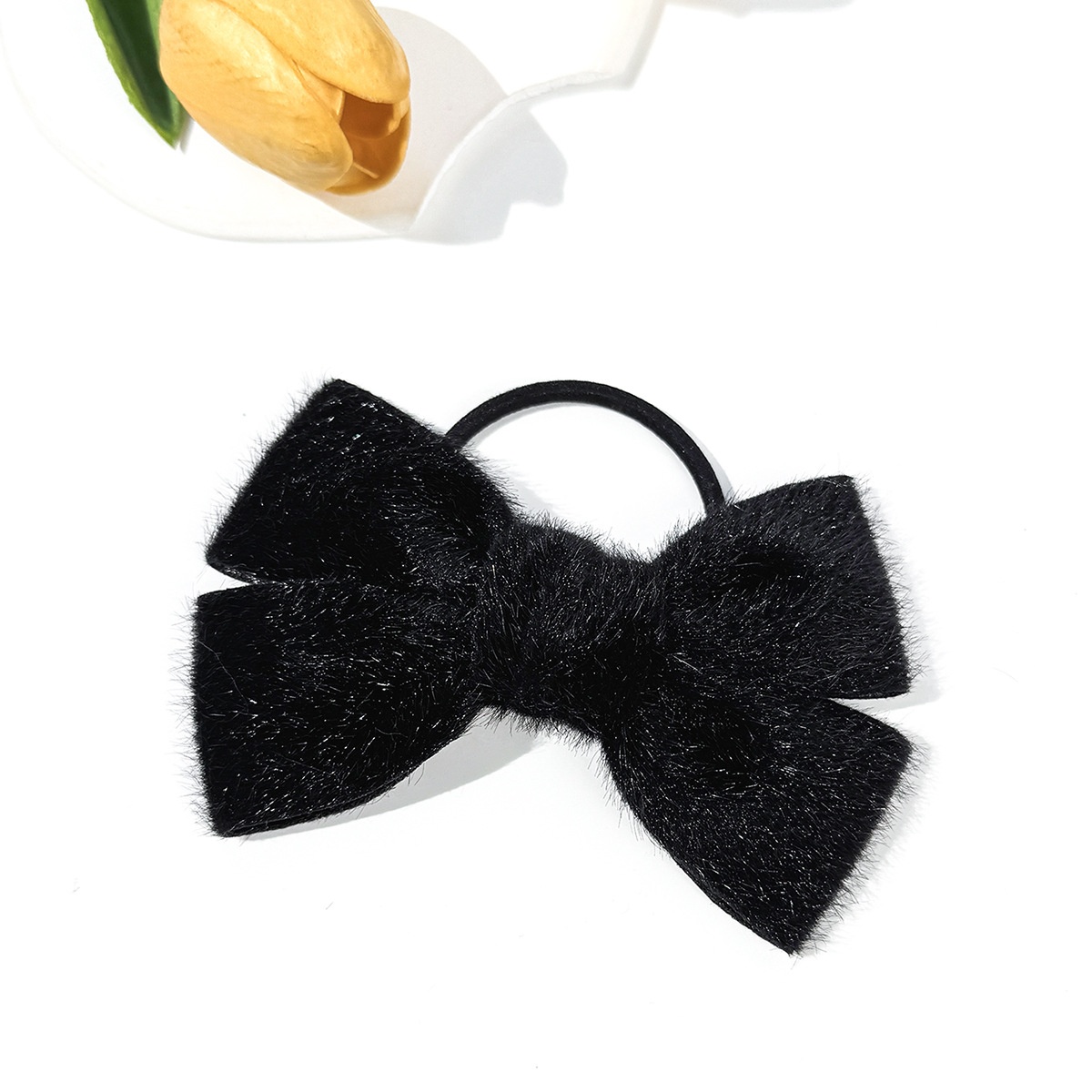 Women's Autumn Winter Plush Velvet Hair Tie Vintage Bow Knot