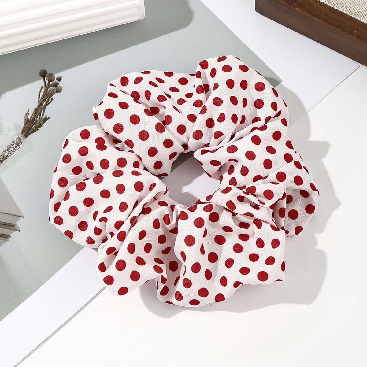 Women's Summer Bowknot Hair Tie Red Striped Cherry Heart Polyester