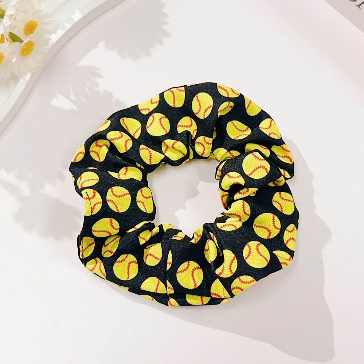 Women's Sport Fabric Scrunchie Hair Tie Basketball Football Print