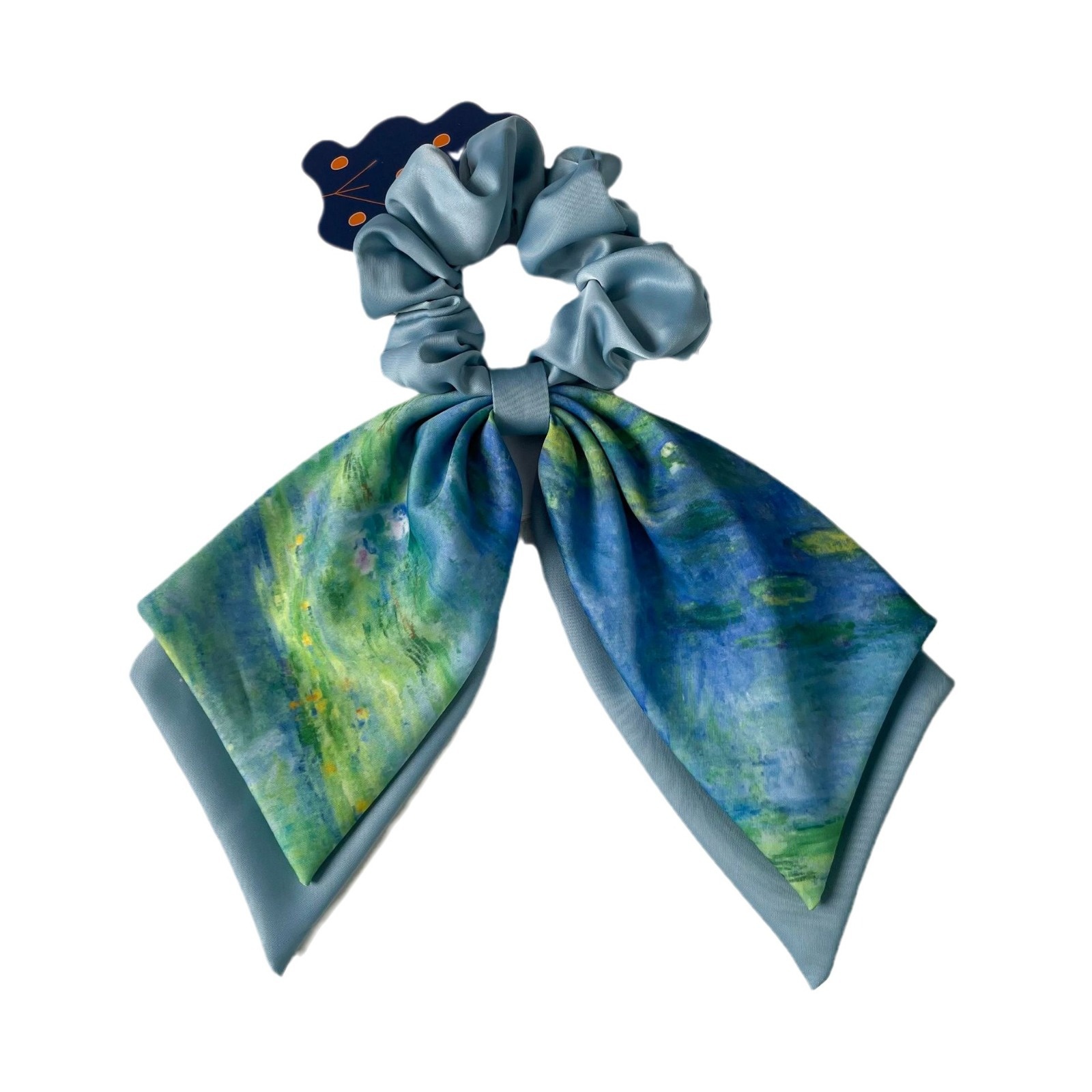 Women's Cloth Ponytail Hair Scrunchies French Vintage Monet Water Lilies