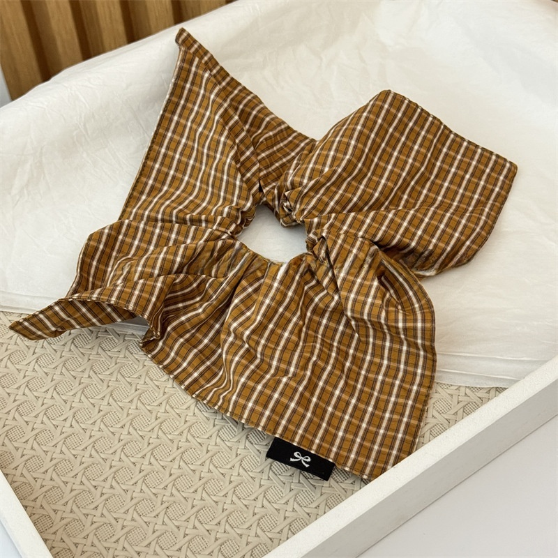 Women's Stylish Cloth Scrunchies Ponytail Holder Checkered Plaid