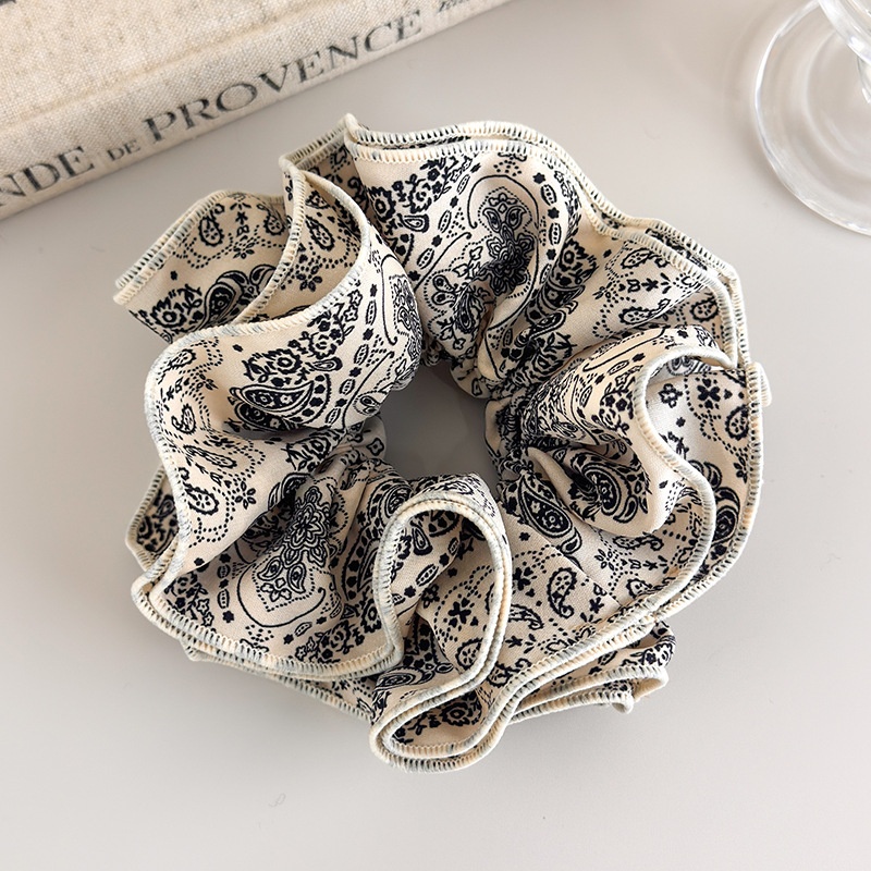 Women's Romantic Cloth Scrunchie Vintage Black White Coffee Paisley
