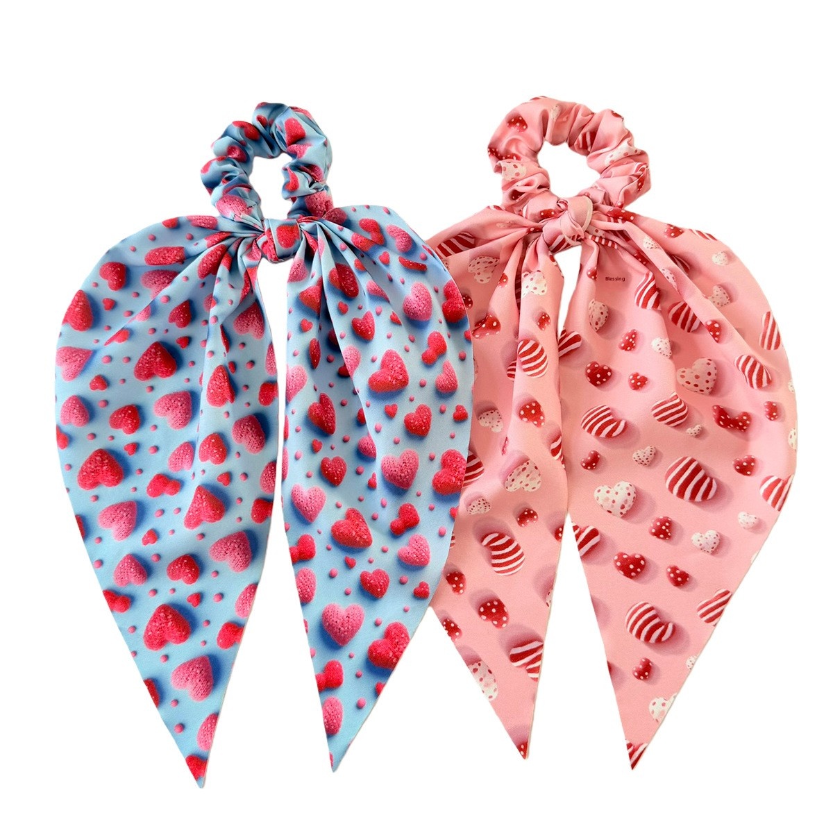 Women's Valentine Candy Heart Print Large Elastic French Bow Headband