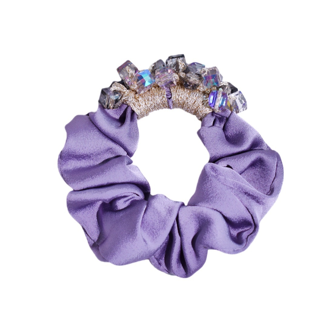 Women's Handmade Crystal Satin Hair Tie High Elasticity Glam Hair Accessory