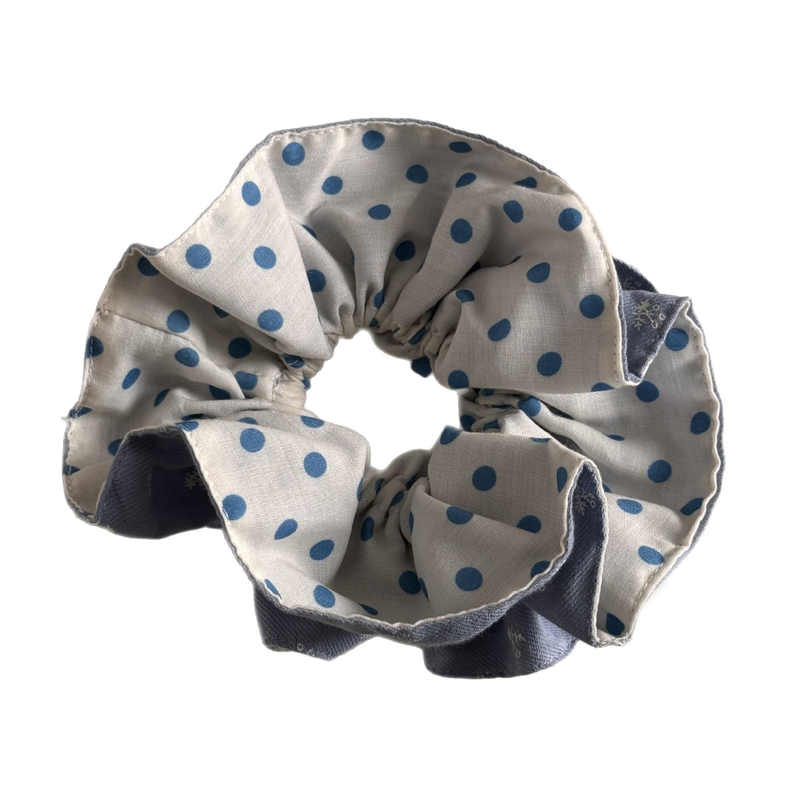 Women's Spring Cloth Bubble Braid Hair Tie Blue Ditsy Floral Polka Dots