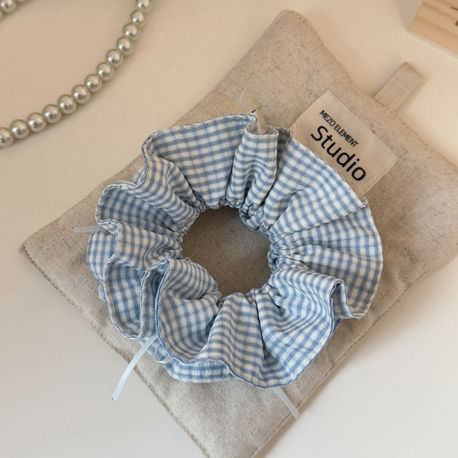 Women's Sweet Spring Soft Cloth Bowknot Hair Tie Accessory Blue Plaid