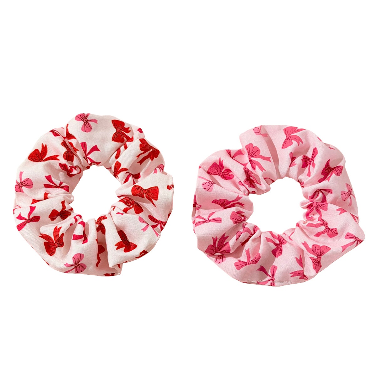 Women's Large Elastic Fabric Hairband White Pink Ribbon Bow Knot Print