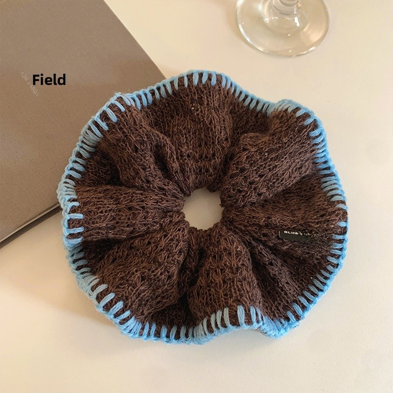 Women's Retro Knitted Winter Bun Hairband Coffee Blue Mixed Color