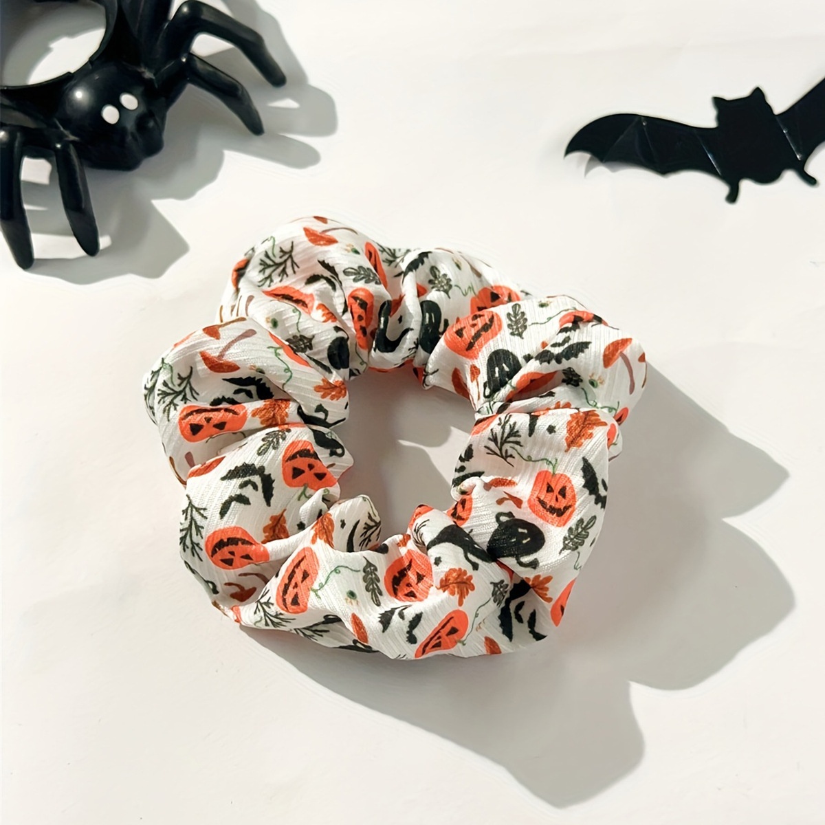 Women's High Elasticity Cloth Hair Tie Dark Halloween Pumpkin Skull