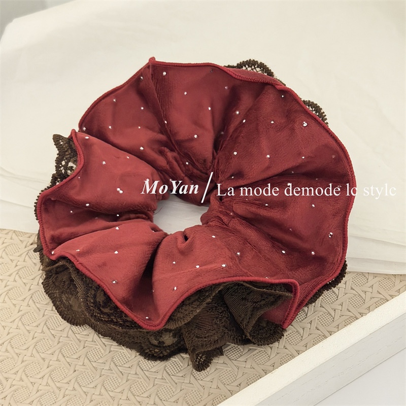 Women's Vintage Double-Sided Fabric Hair Tie For Buns Large Polka Dots