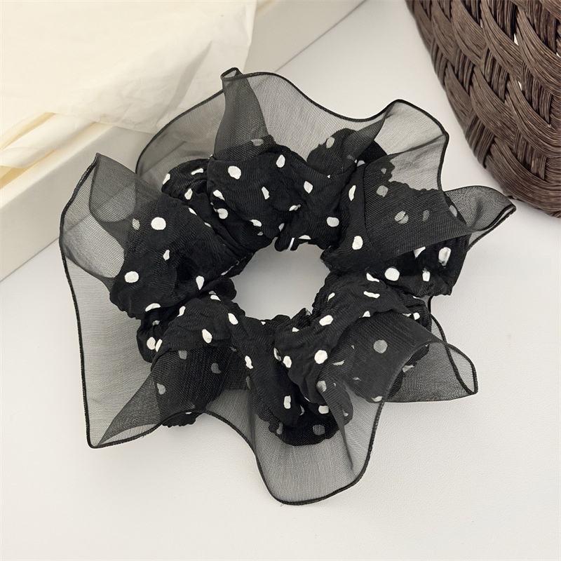Women's Spring French Style Gauze Hair Tie Classic Polka Dots