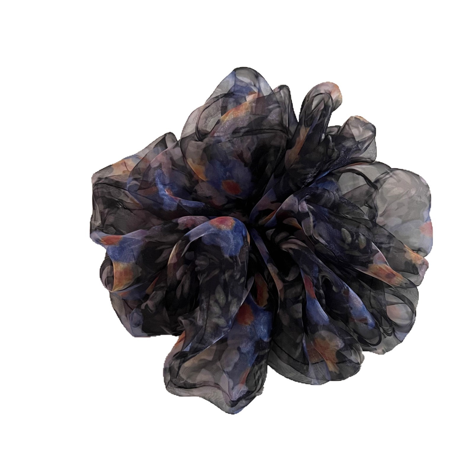 Women's Vintage Organza Bun Hair Tie Ditsy Floral Pink Peach Green