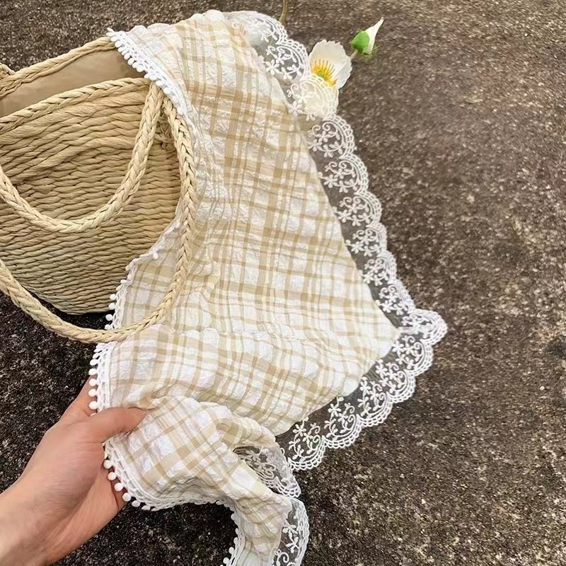 Women's Cloth Hair Scarf Tie Sweet Pastoral Strawberry Floral Lattice Print