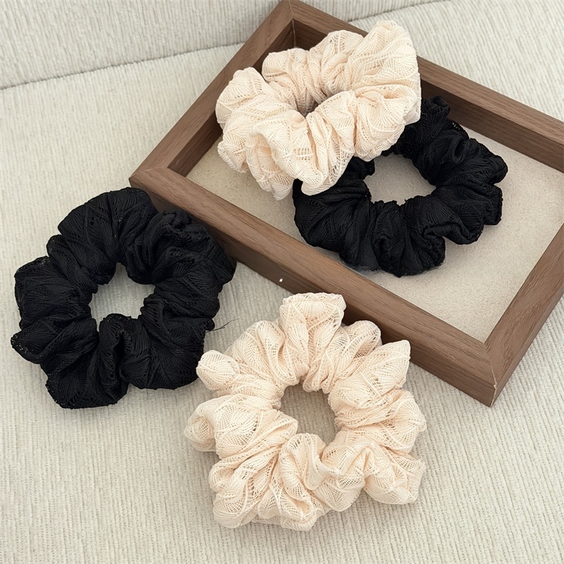 Women's Early Spring Hollow Lace Hairband, Elegant Ponytail Scrunchie Tie