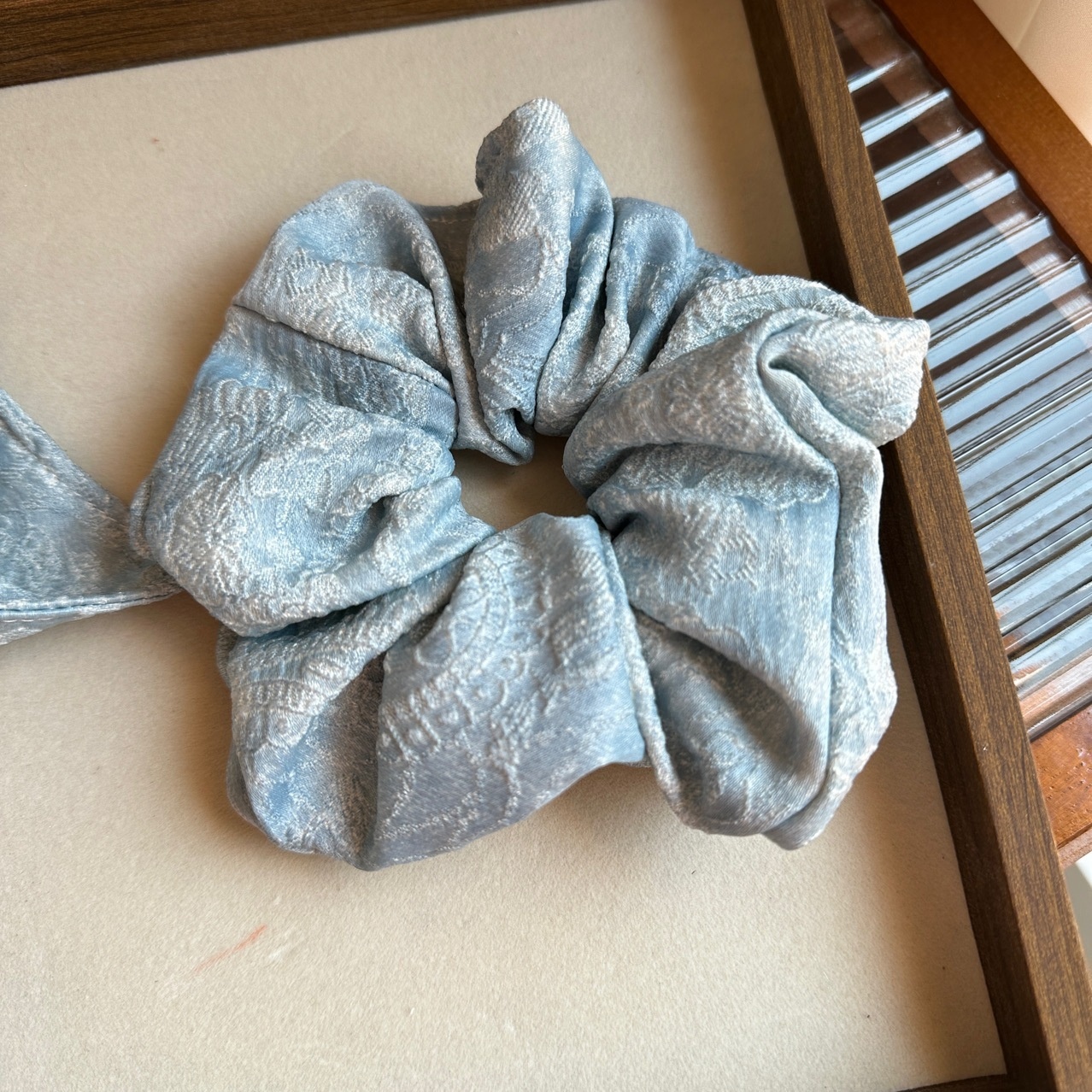 Women's Chic Telephone Cord Hair Tie Everyday Accessory Blue Cloth Bow Knot