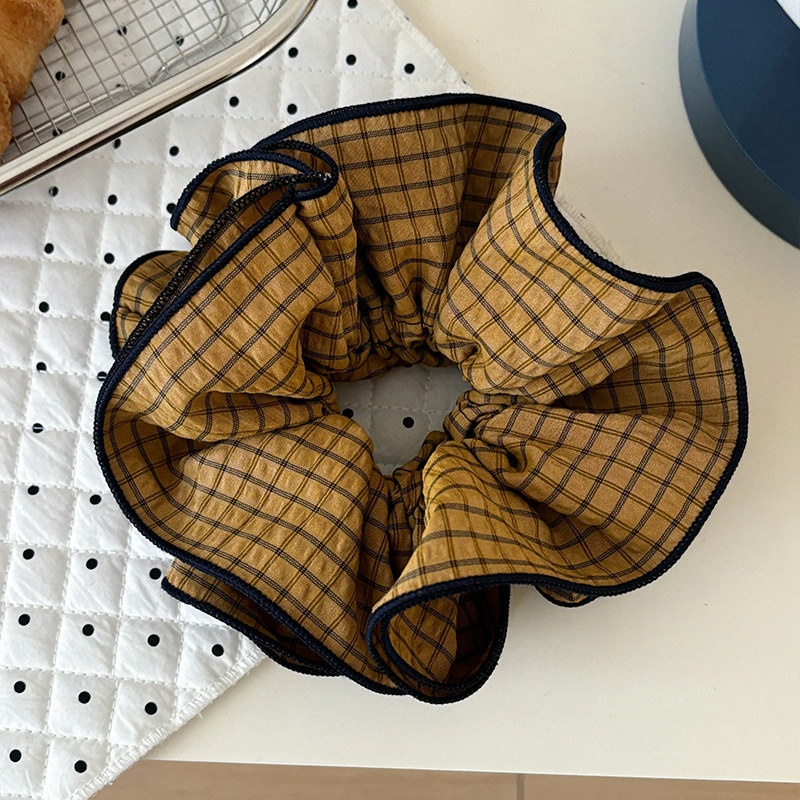 Women's Spring Cloth Hair Tie Daily Accessories Black Plaid Stripe