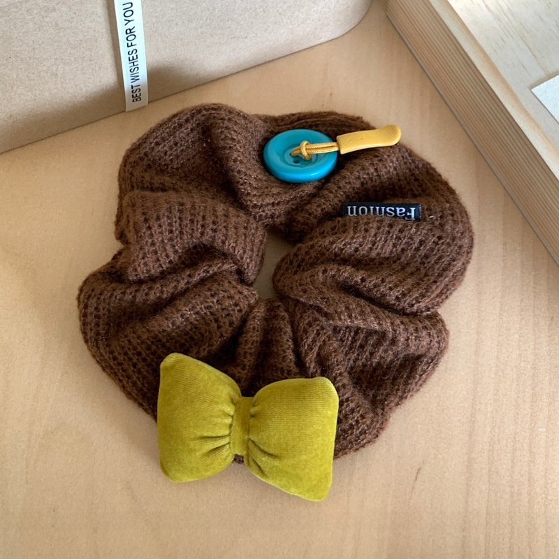 Women's Winter Velvet Bow Tassel Elastic Hair Tie Color Block