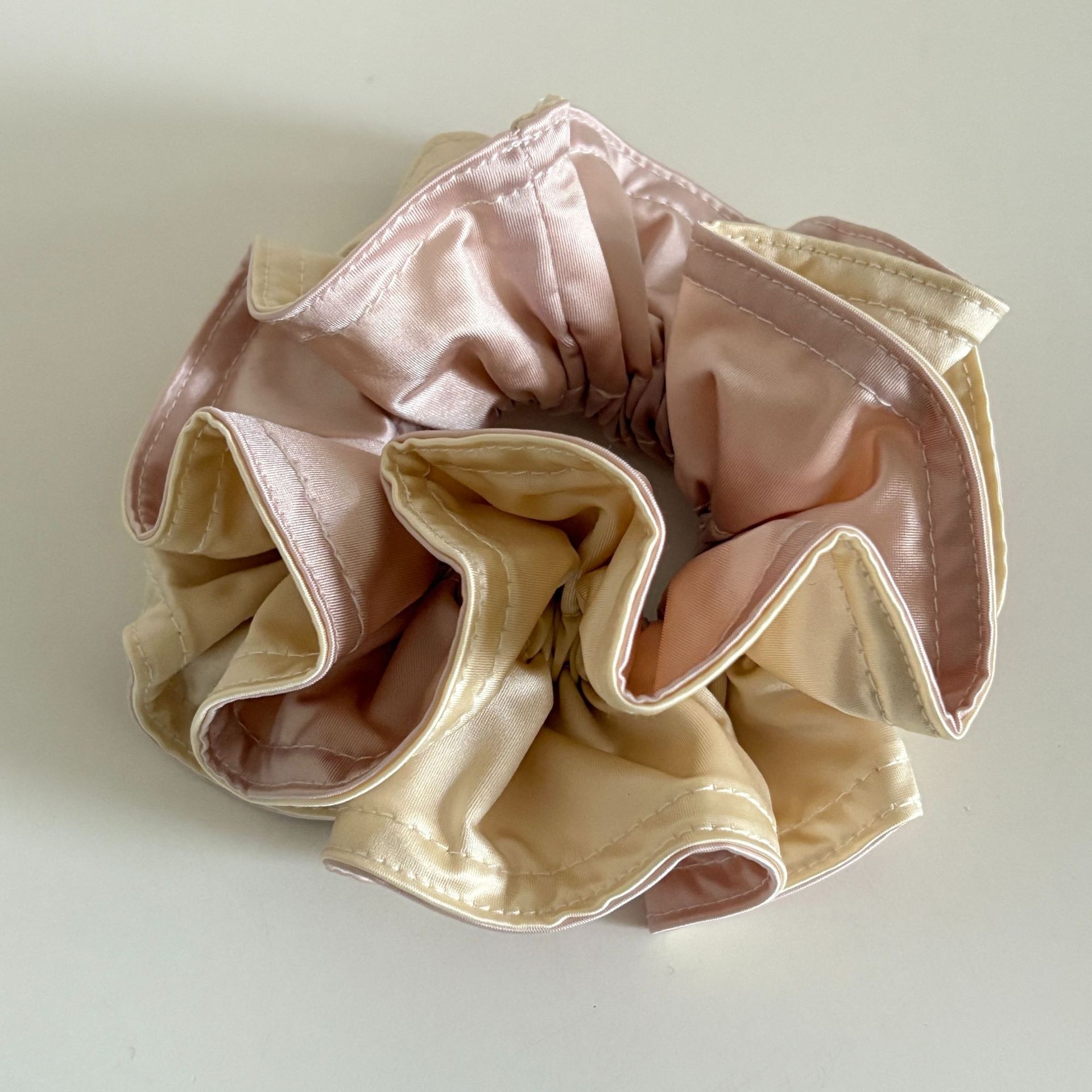 Women's Satin Flower Hair Tie For Spring Summer Beige Color Block