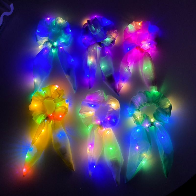 Women's Luminous LED Bow Cloth Scrunchie Flash Party Hair Tie