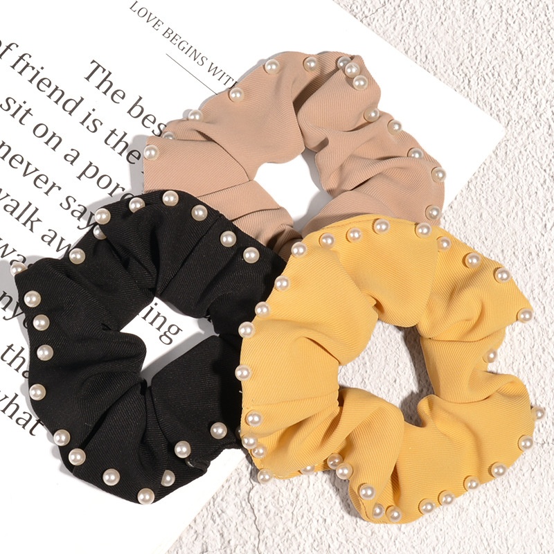 Women's Korean Pearl Hair Scrunchies Festival Headwear Solid Color