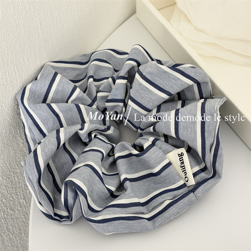 Women's Everyday Simple Cloth Hair Tie Navy Blue Black Stripe