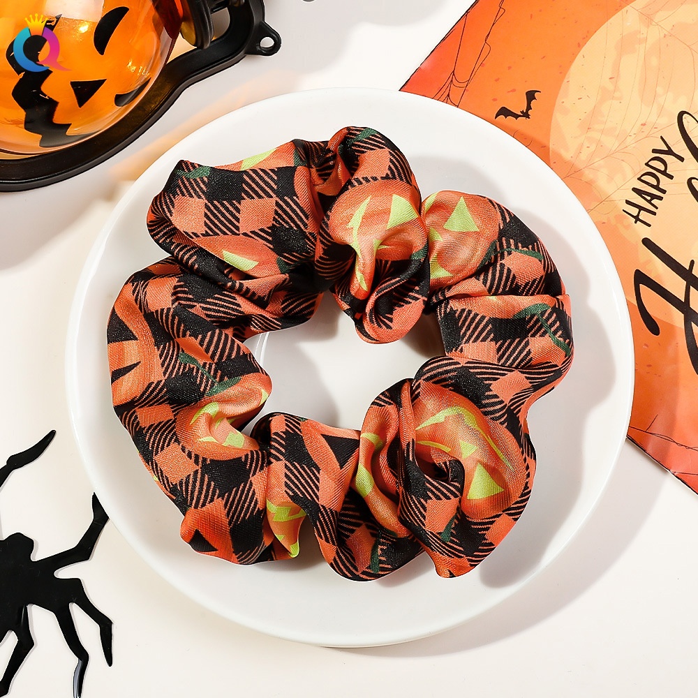 Women's Elastic Halloween Hair Tie Funny Pumpkin Skull Pattern
