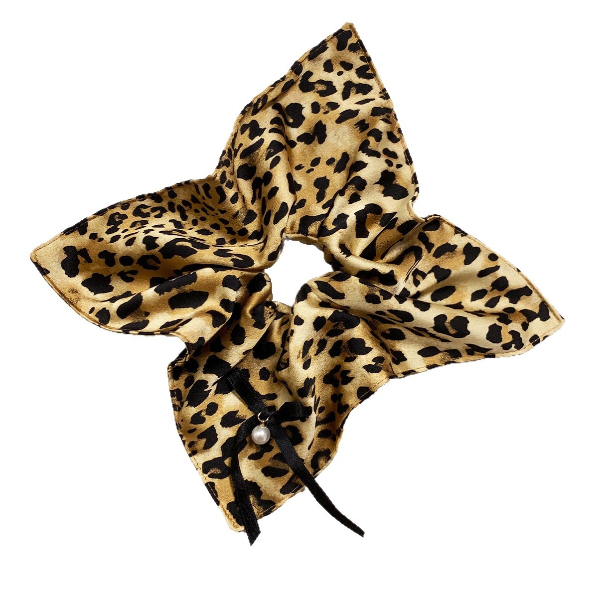 Women's Scarf Hair Ties Versatile Polyester Bun Ribbon Leopard Print