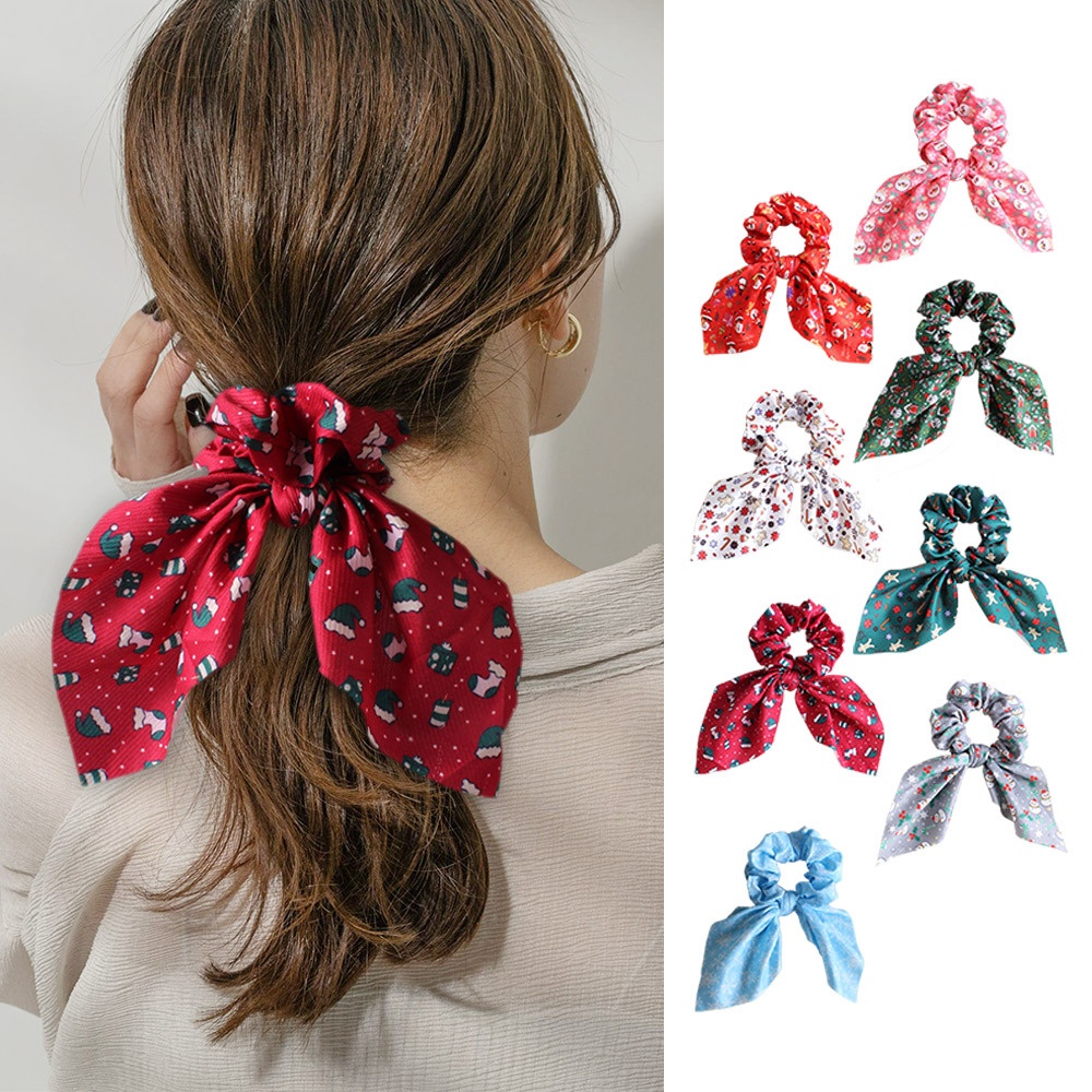 Women's Festive Plaid Scrunchies Cute Christmas Cloth Hair Ties