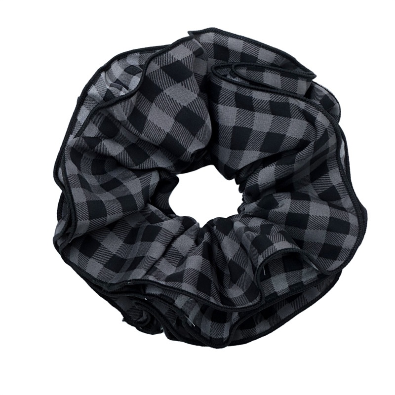 Women's Vintage Four Layer Cloth Hair Bands Chocolate Dark Blue Plaid