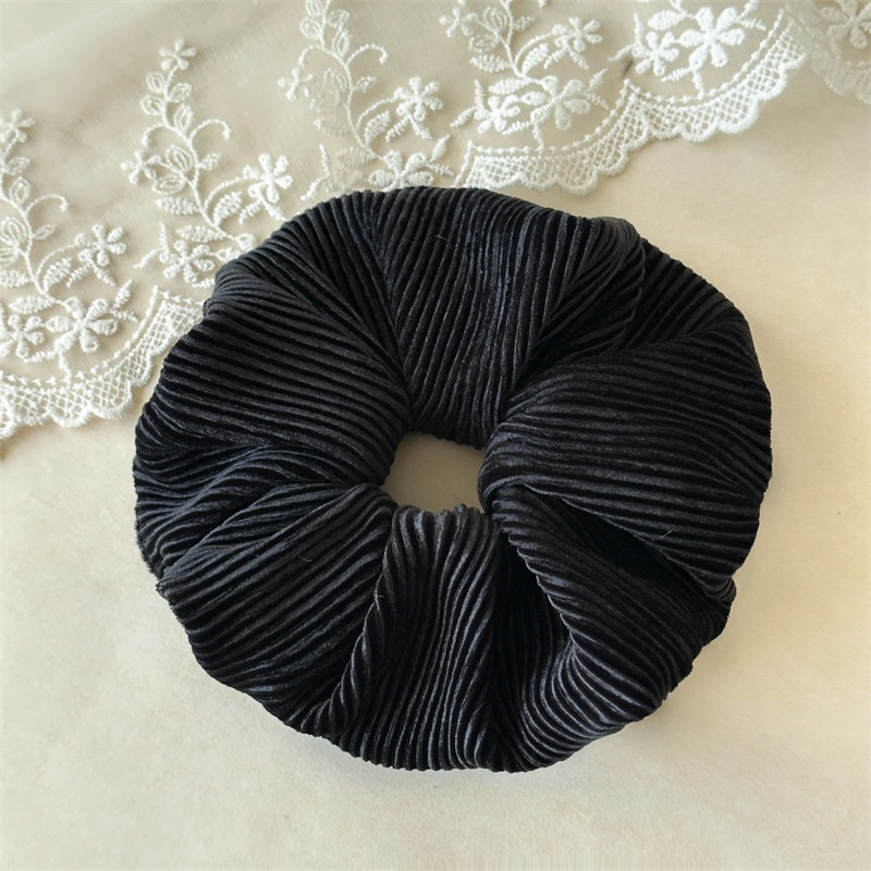 Women's Elastic Velvet Ruched Hairband For Buns Solid White Coffee Pink Black