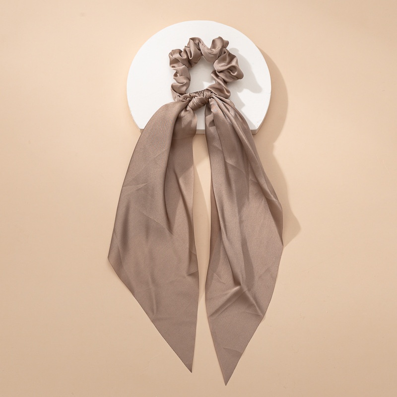 Women's Satin Scarf Scrunchie Long Ribbon Ponytail Tie Solid Color